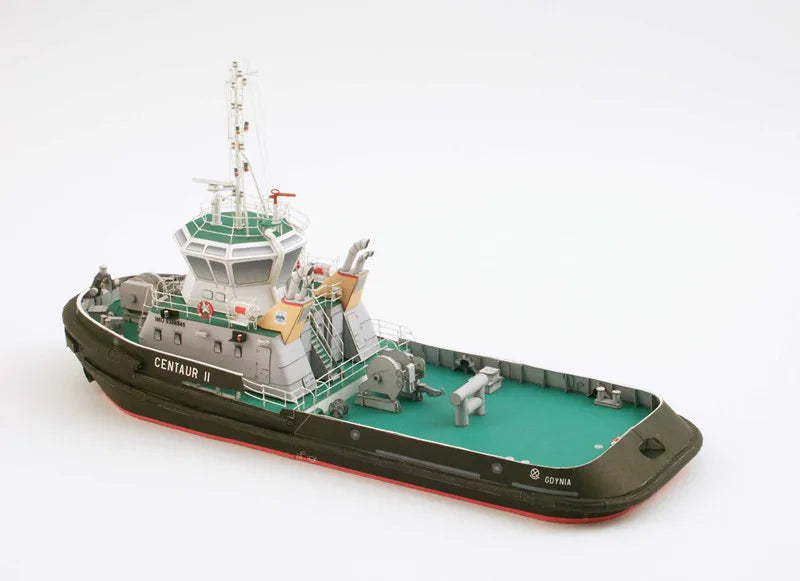 Model of a large ship on a white background