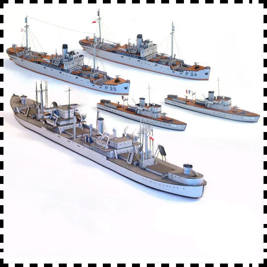 Set of five model ships on a white background with '5 Ships 1:400' text.