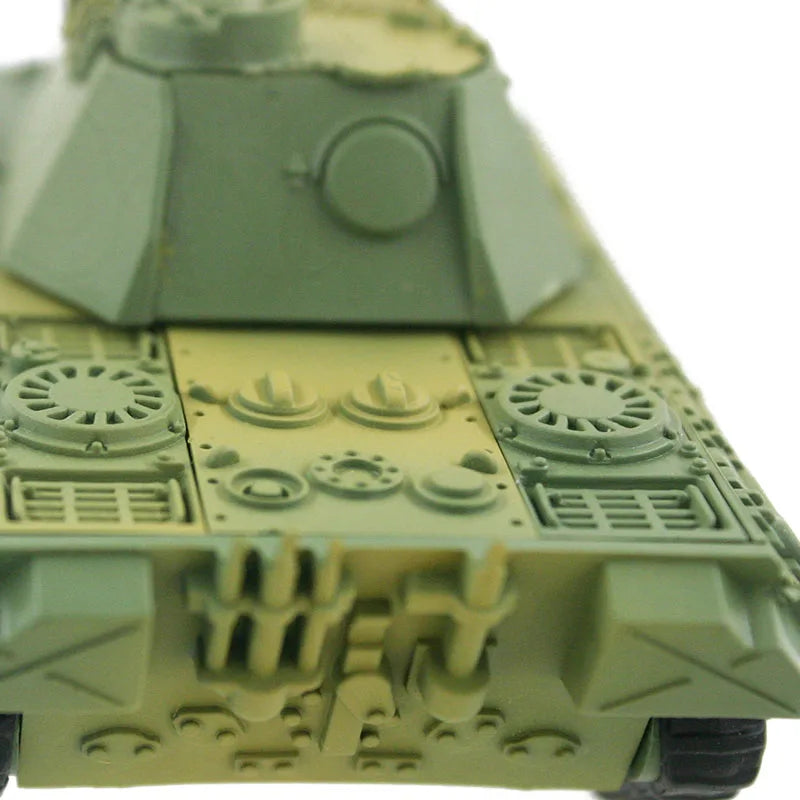 Close-up of a green model tank on a white background