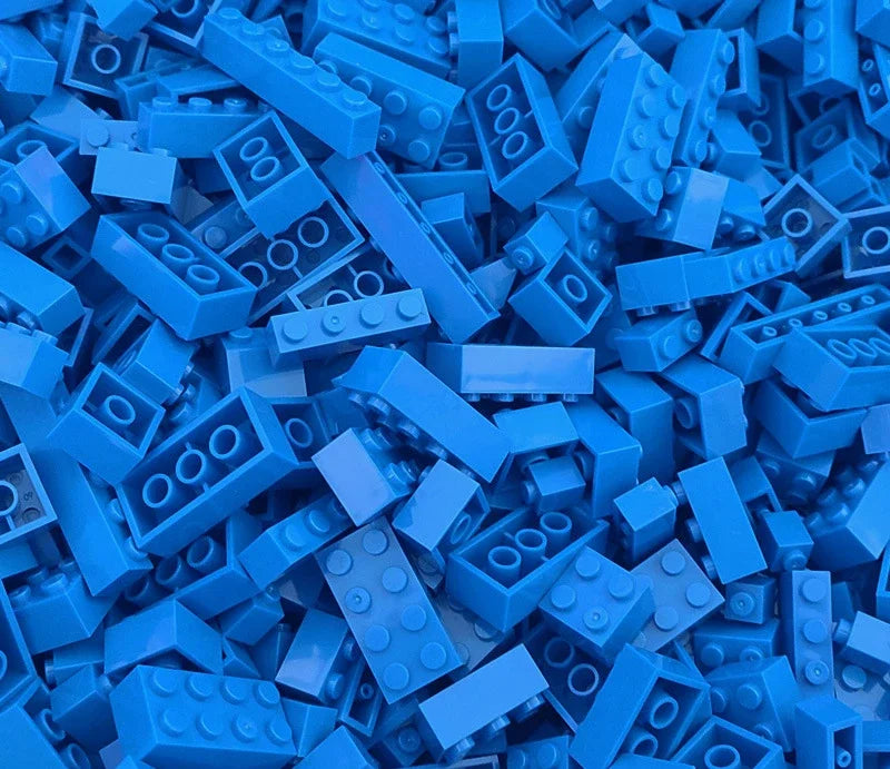 Pile of blue building blocks