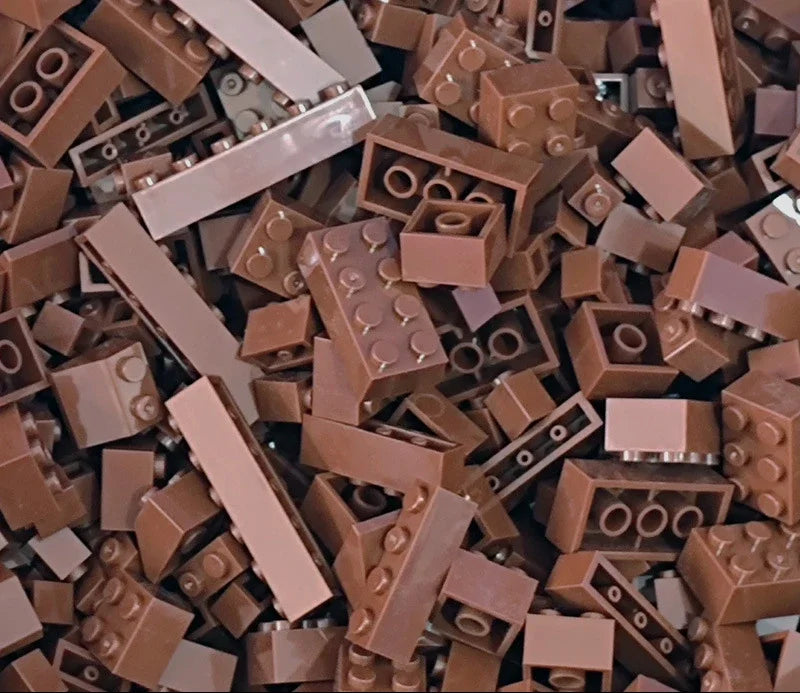 Pile of brown building blocks