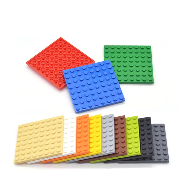 Set of colorful building blocks on a white background