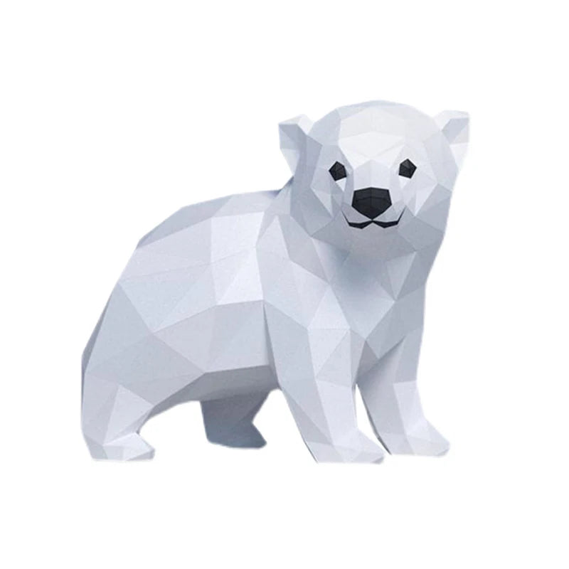 Geometric model of a polar bear on a white background