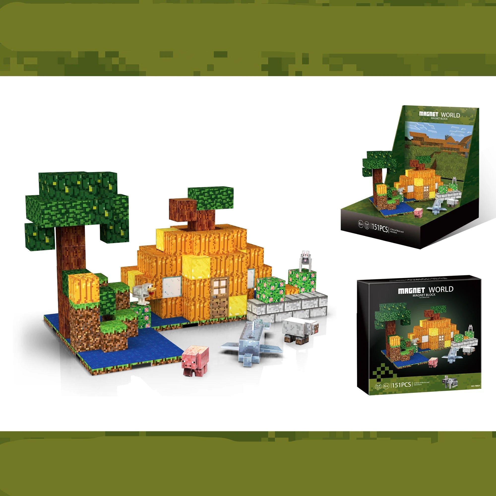 Magnet World building block set with packaging on a white background