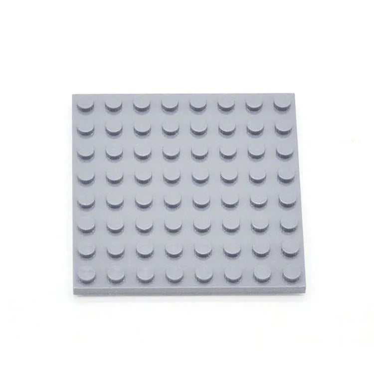 Gray building block baseplate on a white background