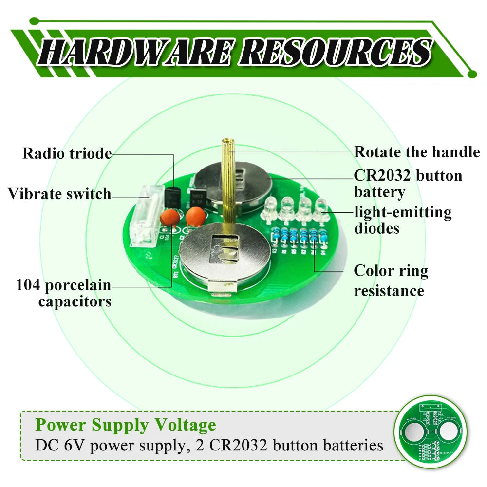 Electronic circuit board with labeled components and power supply details.