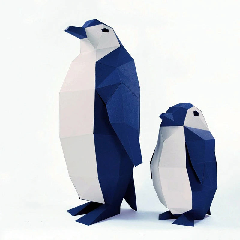 Two geometric penguin models on a white background
