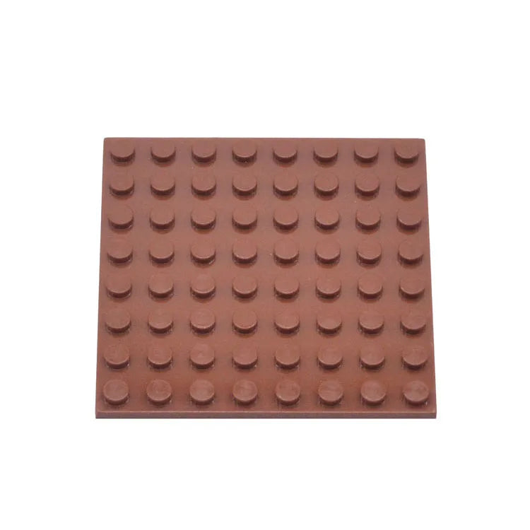 Brown building block baseplate on a white background