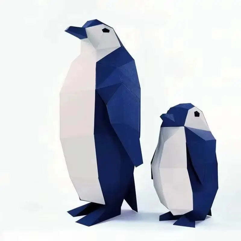 Two geometric penguin models on a white background