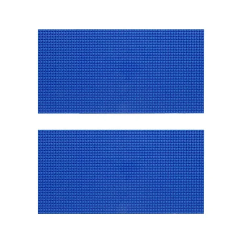 Two blue rectangular building blocks on a white background