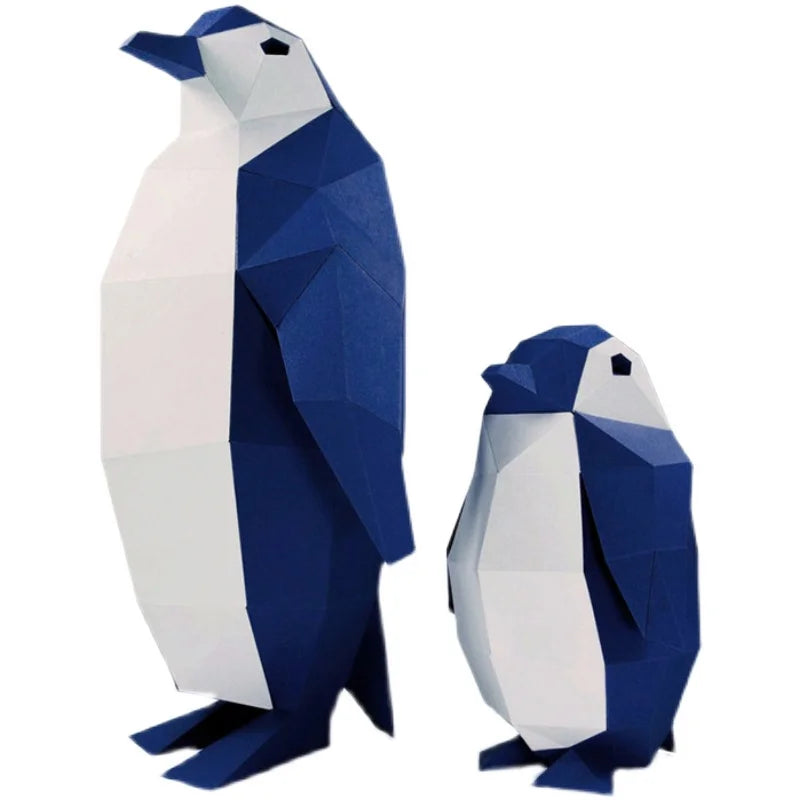 Two geometric penguin models on a white background