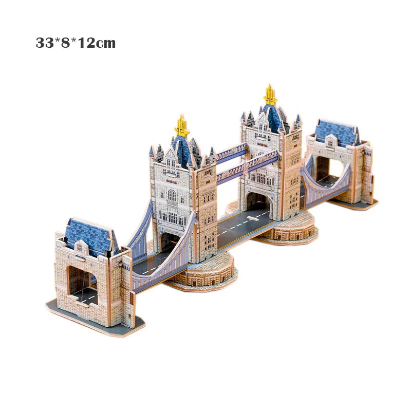 Model of Tower Bridge with dimensions 33*8*12cm on a white background