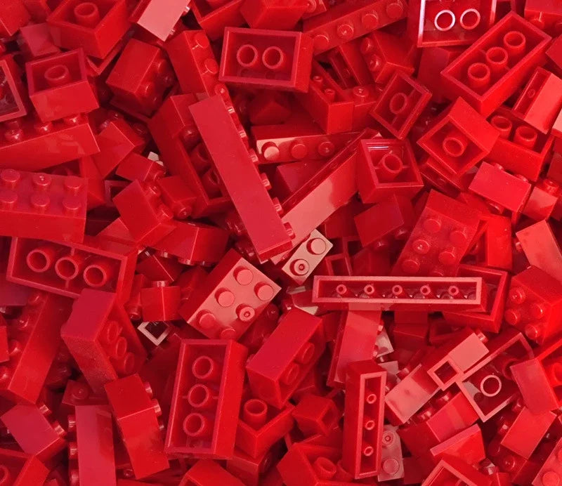 Pile of red building blocks