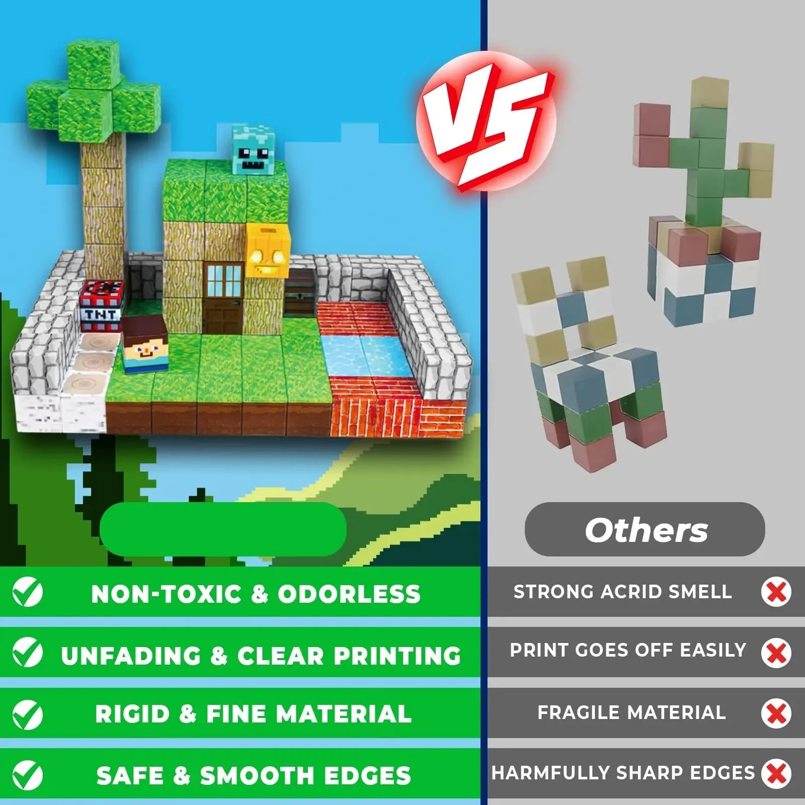Comparison between ToyUnited and other toy blocks with features listed on a blue and gray background.