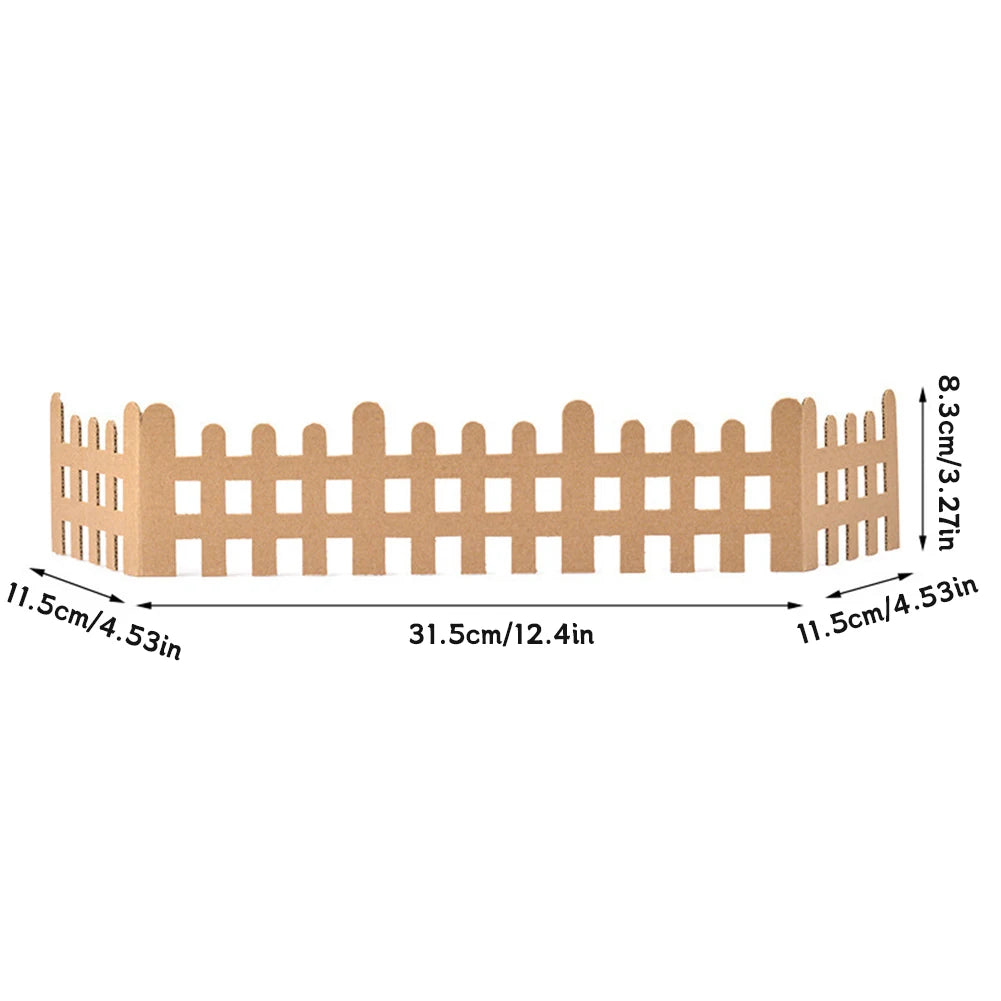 Wooden picket fence with measurements on a white background