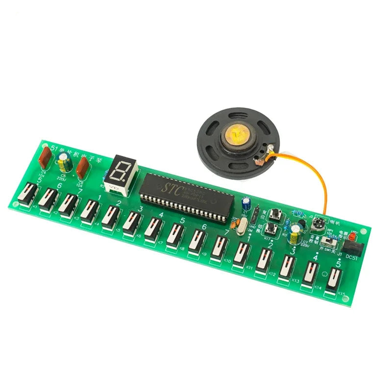 Electronic circuit board with components on a white background