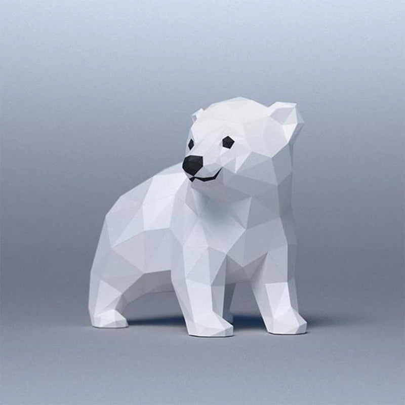 Geometric model of a polar bear on a gray background
