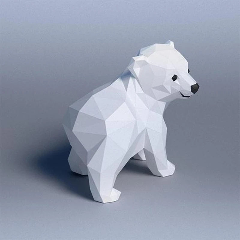 Geometric model of a polar bear on a gray background