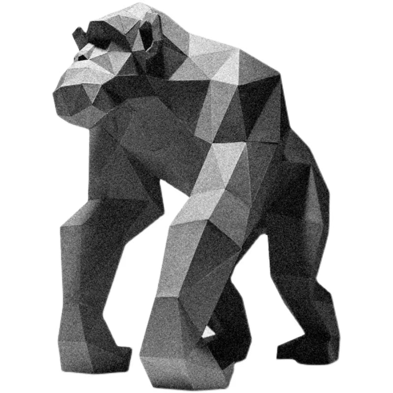 Geometric sculpture of a panther on a white background