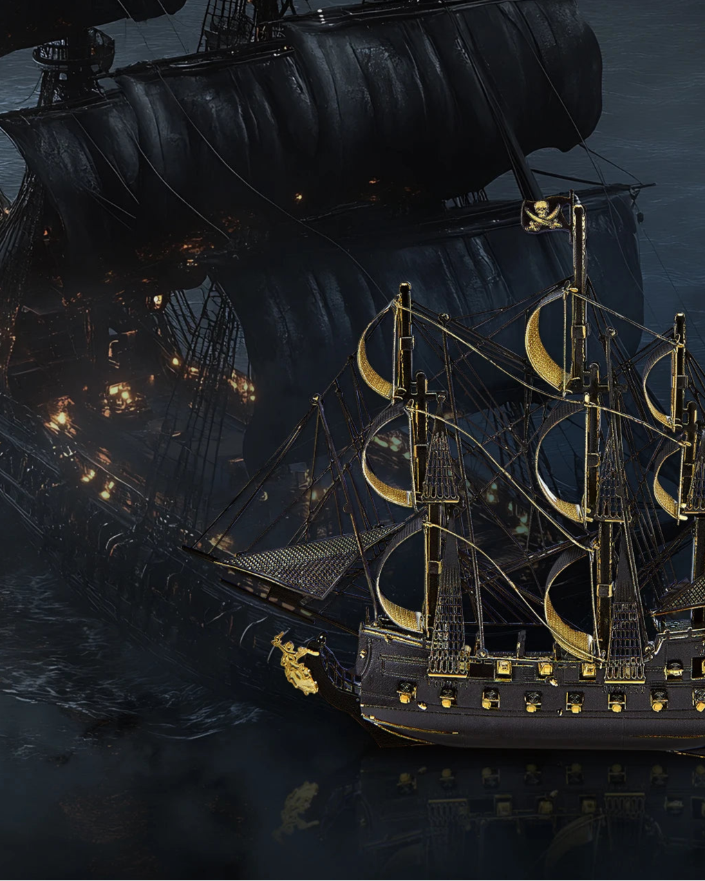 Sailing ship on a dark background
