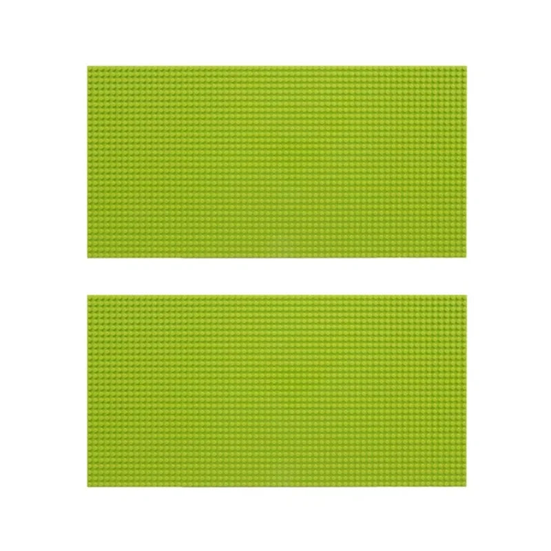 Two green building block bases on a white background
