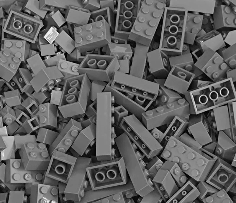 Pile of gray building blocks