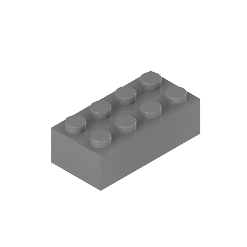 Gray LEGO brick with six round studs on a white background