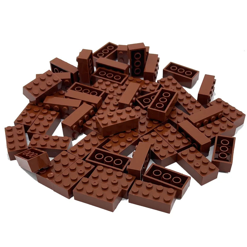 Brown LEGO bricks on a white background