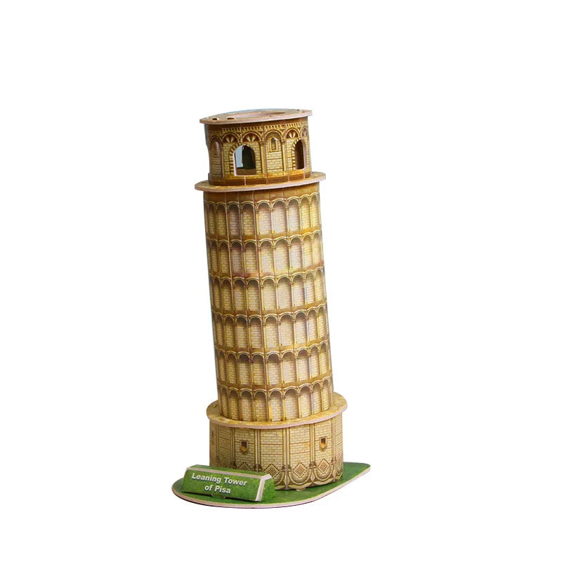 Model of the Leaning Tower of Pisa on a white background